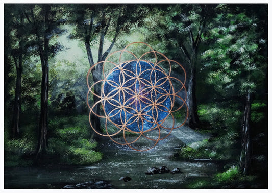 "Flower of Life" -Gold embellished print